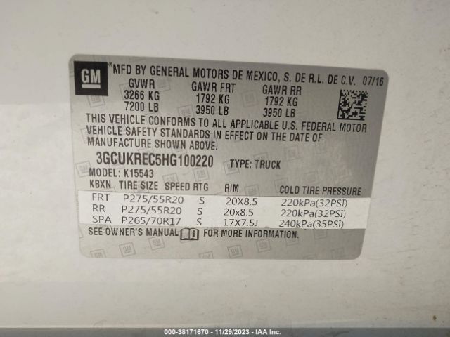 Photo 8 VIN: 3GCUKREC5HG100220 - CHEVROLET SILVERADO 1500 