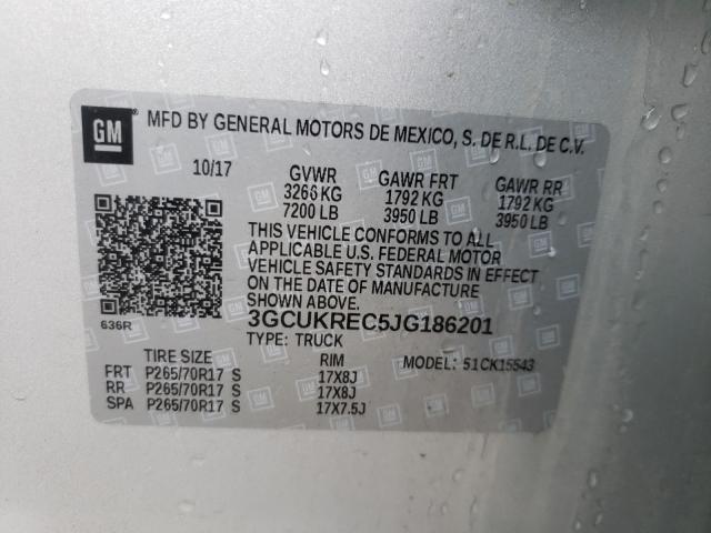 Photo 9 VIN: 3GCUKREC5JG186201 - CHEVROLET SILVERADO 