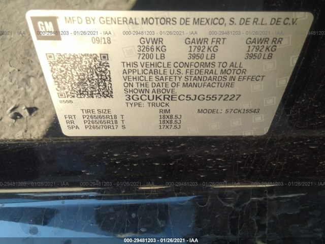 Photo 8 VIN: 3GCUKREC5JG557227 - CHEVROLET SILVERADO 1500 