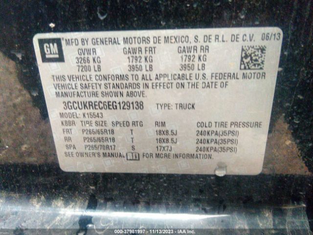 Photo 8 VIN: 3GCUKREC6EG129138 - CHEVROLET SILVERADO 1500 