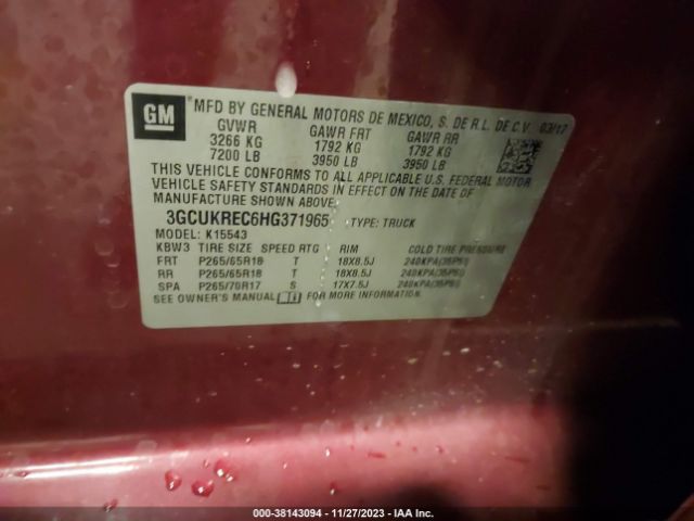 Photo 8 VIN: 3GCUKREC6HG371965 - CHEVROLET SILVERADO 1500 