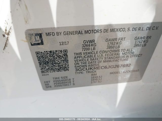 Photo 8 VIN: 3GCUKREC6JG267692 - CHEVROLET SILVERADO 1500 