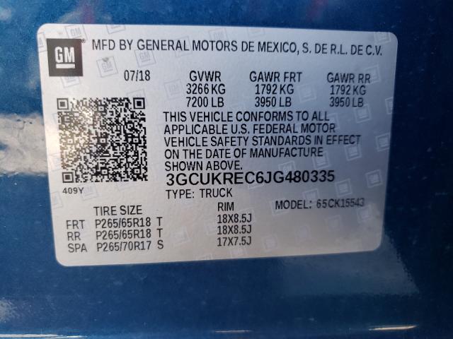 Photo 9 VIN: 3GCUKREC6JG480335 - CHEVROLET SILVERADO 