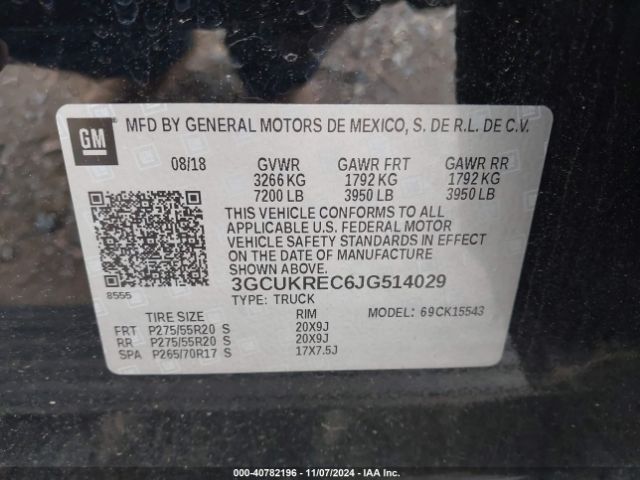 Photo 8 VIN: 3GCUKREC6JG514029 - CHEVROLET SILVERADO 