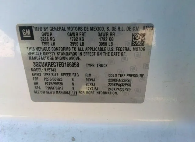 Photo 8 VIN: 3GCUKREC7EG166358 - CHEVROLET SILVERADO 1500 