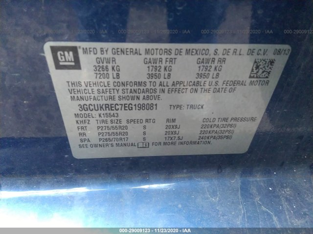 Photo 8 VIN: 3GCUKREC7EG198081 - CHEVROLET SILVERADO 1500 