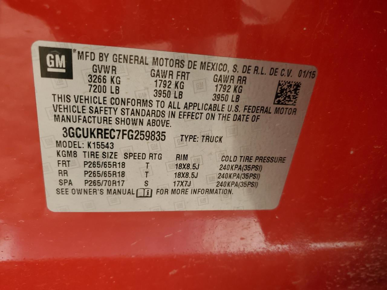 Photo 11 VIN: 3GCUKREC7FG259835 - CHEVROLET SILVERADO 