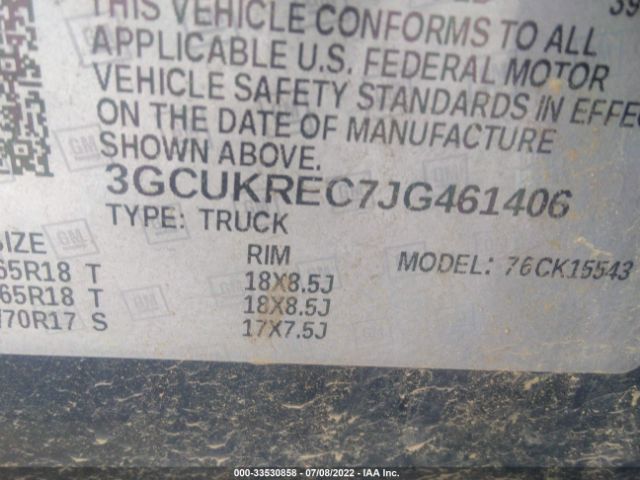 Photo 8 VIN: 3GCUKREC7JG461406 - CHEVROLET SILVERADO 1500 