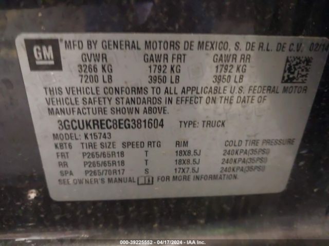 Photo 8 VIN: 3GCUKREC8EG381604 - CHEVROLET SILVERADO 