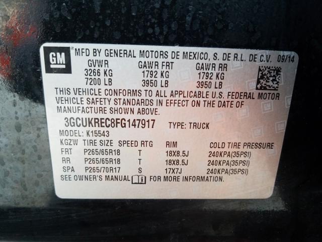 Photo 9 VIN: 3GCUKREC8FG147917 - CHEVROLET SILVERADO 