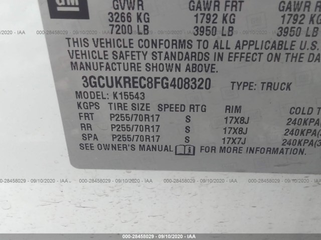 Photo 8 VIN: 3GCUKREC8FG408320 - CHEVROLET SILVERADO 1500 