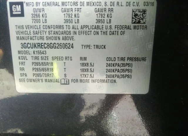 Photo 8 VIN: 3GCUKREC8GG260624 - CHEVROLET SILVERADO 1500 