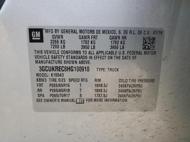 Photo 11 VIN: 3GCUKREC8HG100910 - CHEVROLET SILVERADO 