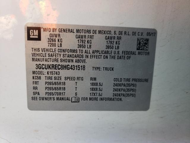 Photo 9 VIN: 3GCUKREC8HG431518 - CHEVROLET SILVERADO 