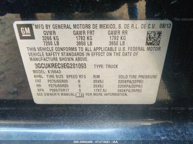 Photo 8 VIN: 3GCUKREC9EG201093 - CHEVROLET SILVERADO 1500 