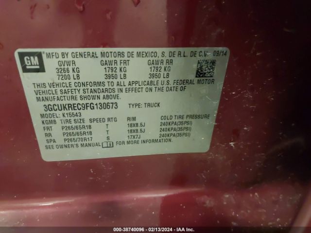 Photo 8 VIN: 3GCUKREC9FG130673 - CHEVROLET SILVERADO 1500 