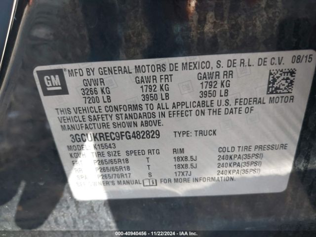 Photo 8 VIN: 3GCUKREC9FG482829 - CHEVROLET SILVERADO 