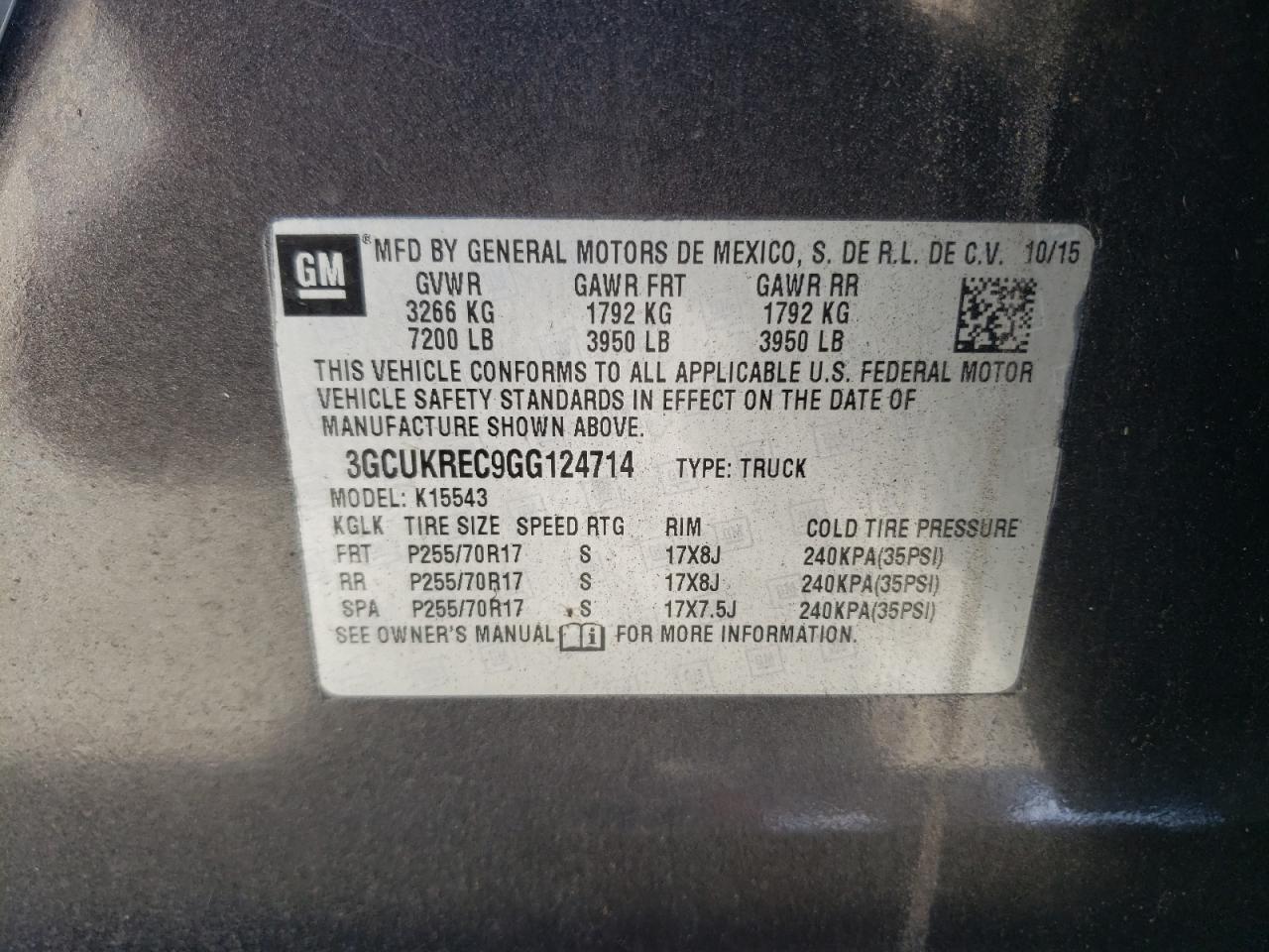 Photo 11 VIN: 3GCUKREC9GG124714 - CHEVROLET SILVERADO 