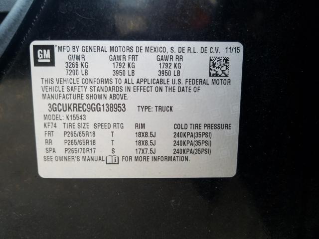 Photo 9 VIN: 3GCUKREC9GG138953 - CHEVROLET SILVERADO 