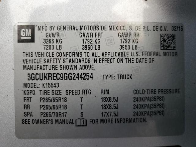 Photo 12 VIN: 3GCUKREC9GG244254 - CHEVROLET SILVERADO 