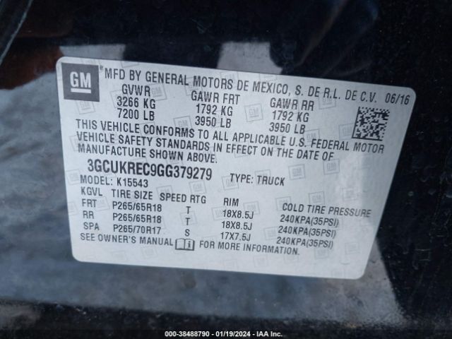 Photo 8 VIN: 3GCUKREC9GG379279 - CHEVROLET SILVERADO 1500 