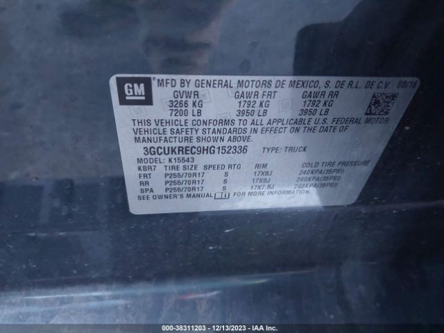 Photo 8 VIN: 3GCUKREC9HG152336 - CHEVROLET SILVERADO 1500 