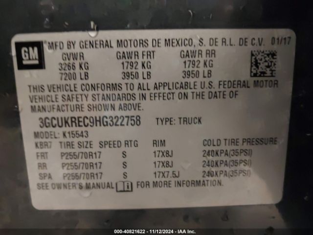 Photo 8 VIN: 3GCUKREC9HG322758 - CHEVROLET SILVERADO 