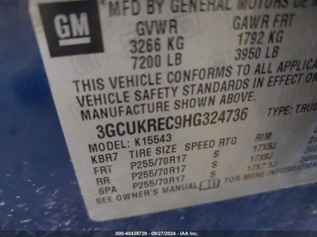 Photo 8 VIN: 3GCUKREC9HG324736 - CHEVROLET SILVERADO 