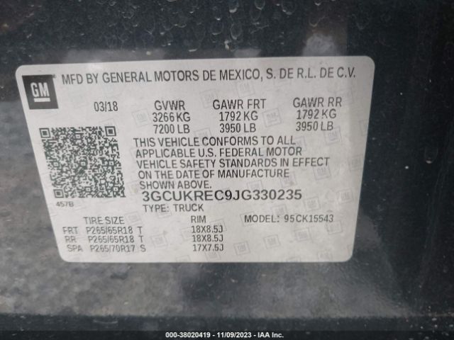 Photo 8 VIN: 3GCUKREC9JG330235 - CHEVROLET SILVERADO 1500 