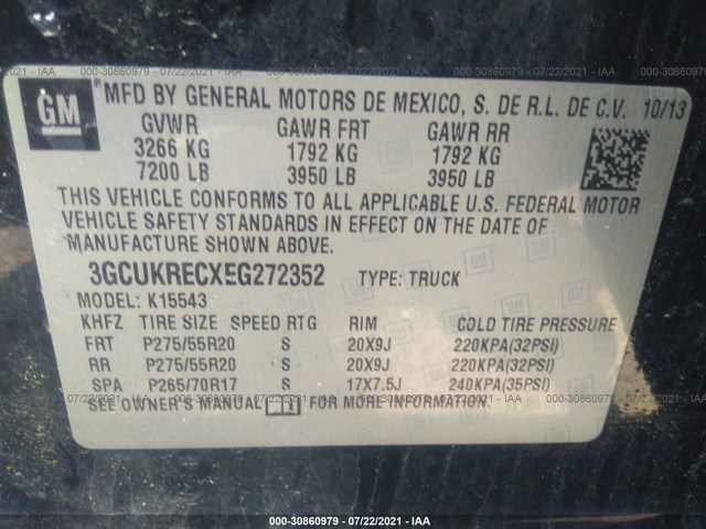 Photo 8 VIN: 3GCUKRECXEG272352 - CHEVROLET SILVERADO 1500 