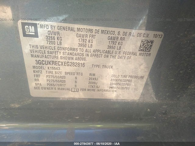 Photo 8 VIN: 3GCUKRECXEG282816 - CHEVROLET SILVERADO 1500 