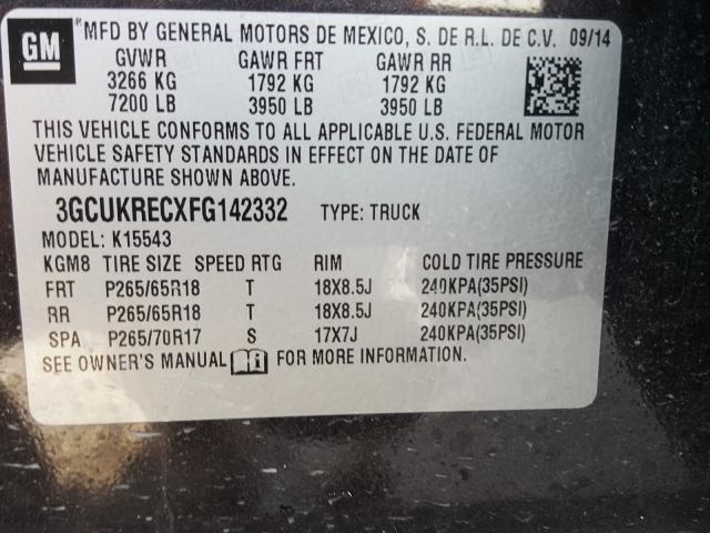 Photo 9 VIN: 3GCUKRECXFG142332 - CHEVROLET SILVERADO 