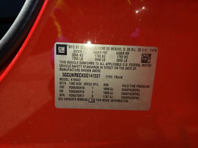 Photo 9 VIN: 3GCUKRECXGG141537 - CHEVROLET SILVERADO 