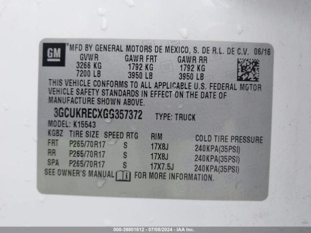 Photo 8 VIN: 3GCUKRECXGG357372 - CHEVROLET SILVERADO 