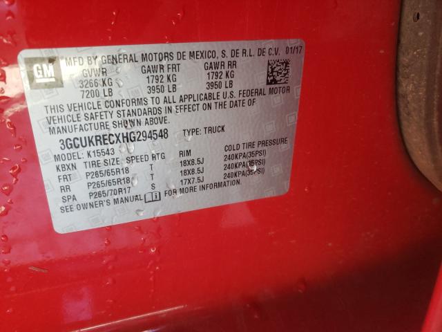 Photo 9 VIN: 3GCUKRECXHG294548 - CHEVROLET SILVERADO 