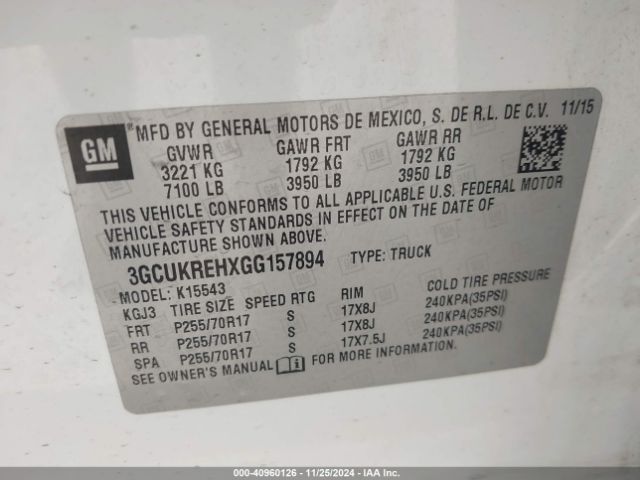 Photo 8 VIN: 3GCUKREHXGG157894 - CHEVROLET SILVERADO 