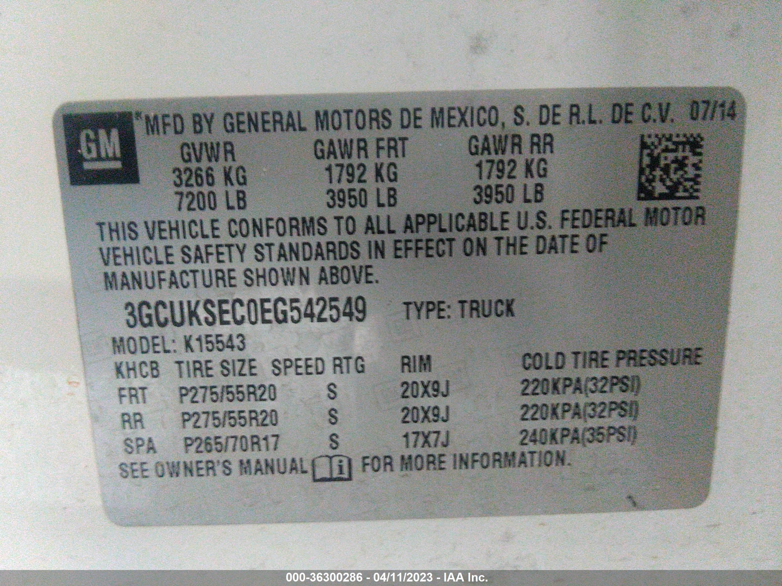 Photo 8 VIN: 3GCUKSEC0EG542549 - CHEVROLET SILVERADO 