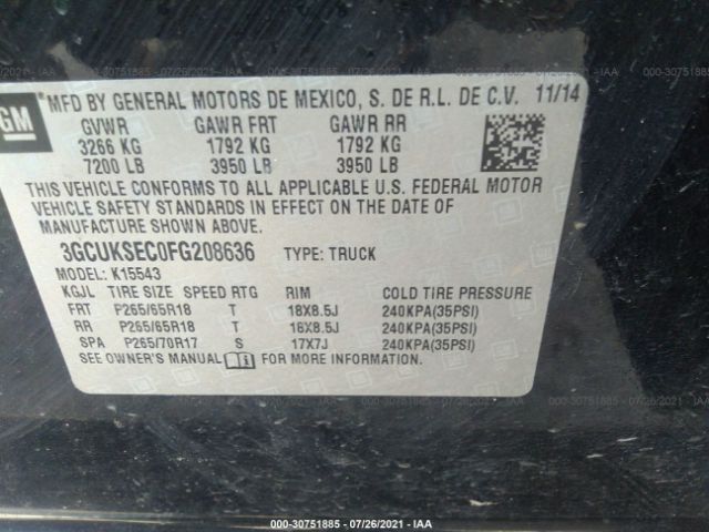 Photo 8 VIN: 3GCUKSEC0FG208636 - CHEVROLET SILVERADO 1500 