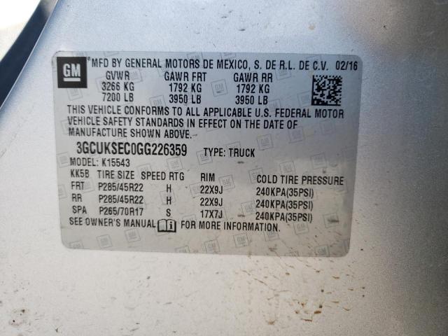 Photo 9 VIN: 3GCUKSEC0GG226359 - CHEVROLET SILVERADO 