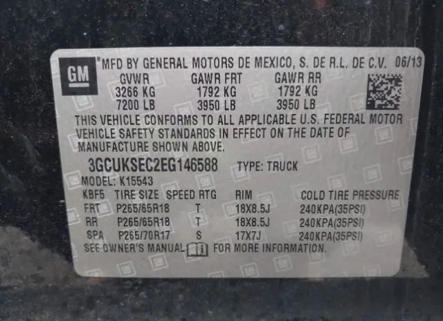 Photo 8 VIN: 3GCUKSEC2EG146588 - CHEVROLET SILVERADO 1500 