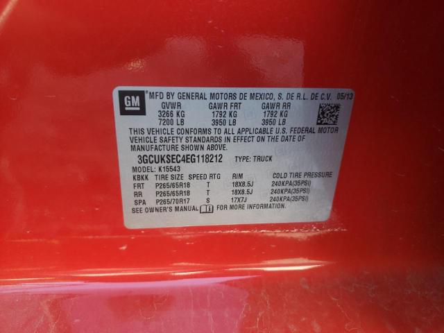 Photo 9 VIN: 3GCUKSEC4EG118212 - CHEVROLET SILVERADO 