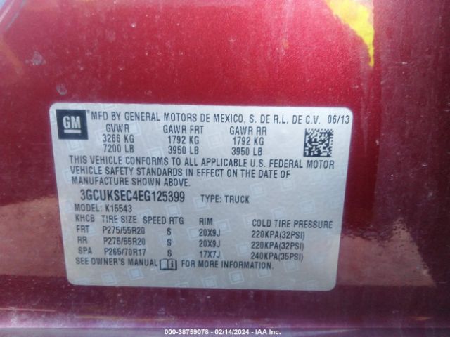 Photo 8 VIN: 3GCUKSEC4EG125399 - CHEVROLET SILVERADO 1500 