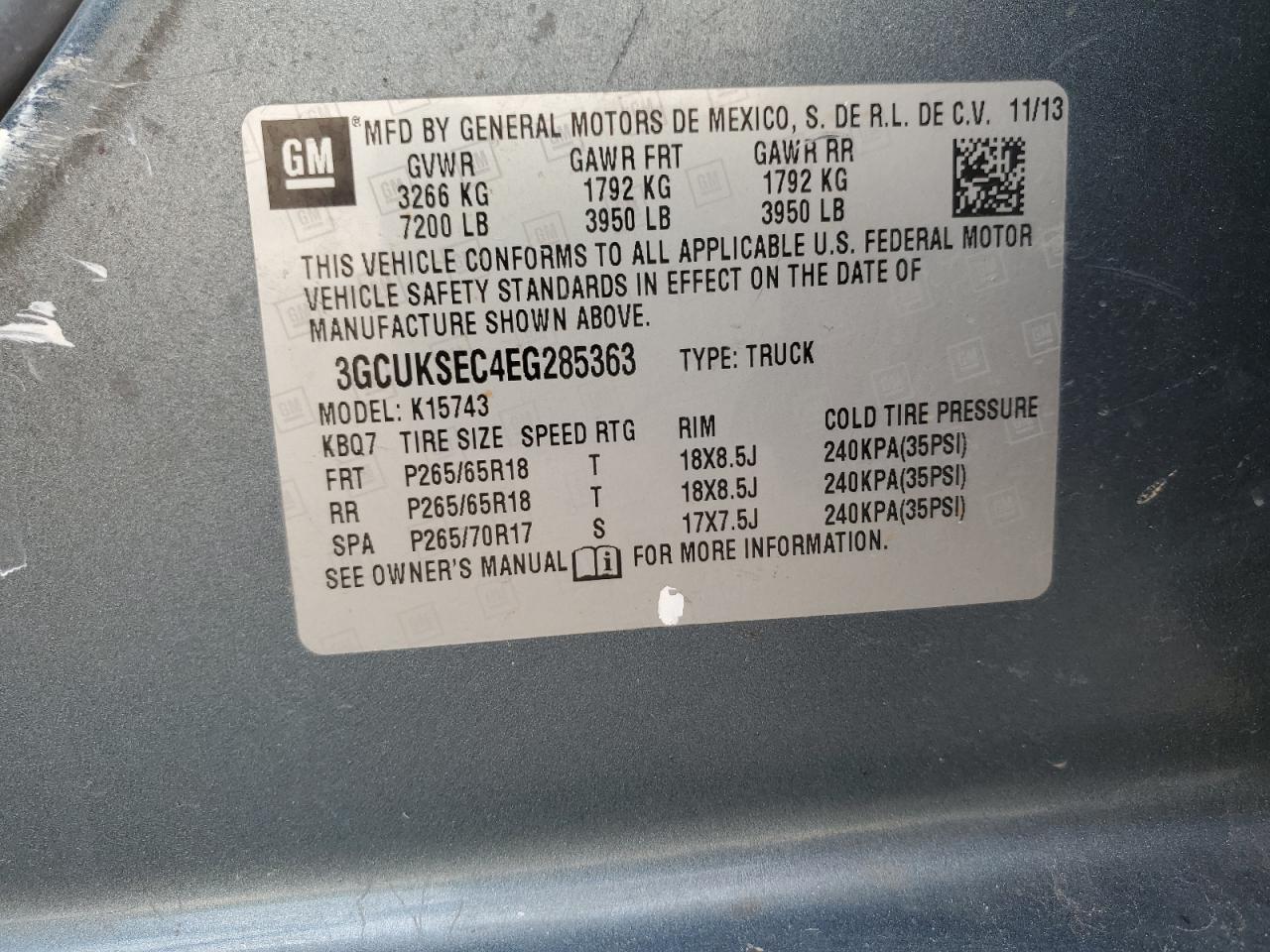 Photo 11 VIN: 3GCUKSEC4EG285363 - CHEVROLET SILVERADO 