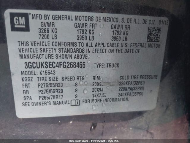 Photo 8 VIN: 3GCUKSEC4FG268466 - CHEVROLET SILVERADO 