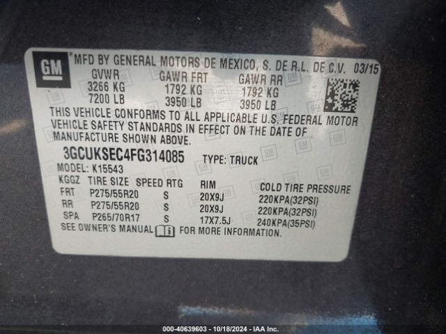 Photo 8 VIN: 3GCUKSEC4FG314085 - CHEVROLET SILVERADO 