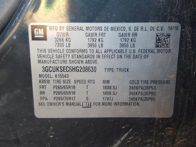 Photo 9 VIN: 3GCUKSEC6HG208630 - CHEVROLET SILVERADO 