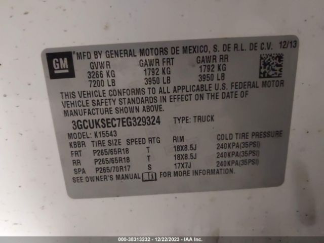 Photo 8 VIN: 3GCUKSEC7EG329324 - CHEVROLET SILVERADO 1500 