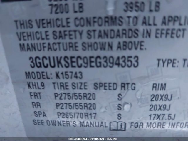 Photo 8 VIN: 3GCUKSEC9EG394353 - CHEVROLET SILVERADO 1500 