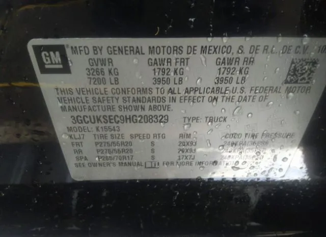 Photo 8 VIN: 3GCUKSEC9HG208329 - CHEVROLET SILVERADO 1500 