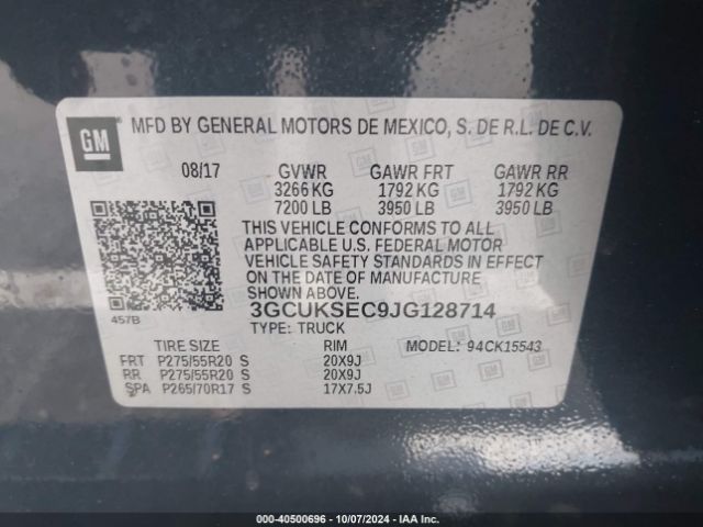 Photo 8 VIN: 3GCUKSEC9JG128714 - CHEVROLET SILVERADO 